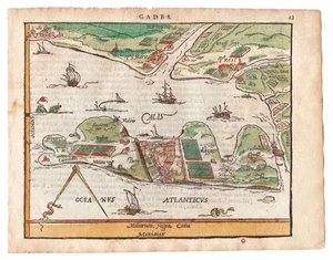 Cadiz Andalucia Andalusia Espana Spain mapa woodcut map Heyns Ortelius 1598 - Picture 1 of 1