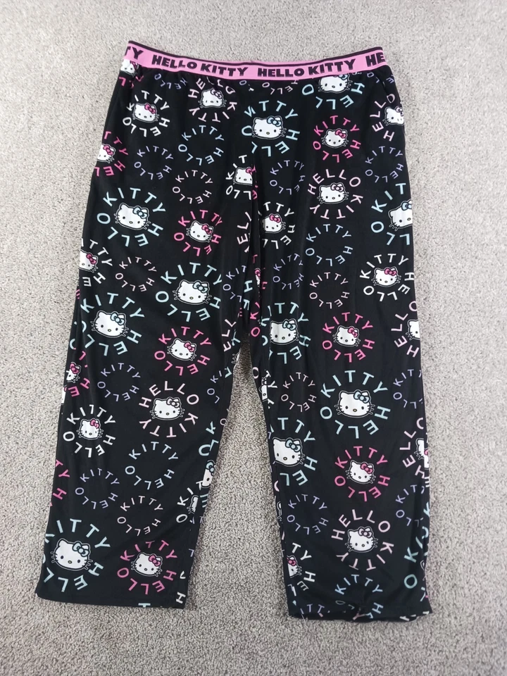 Hello Kitty 2X 18/20W Womens Sleepwear Pajama Pants Black Polyester - Image 1 of 4
