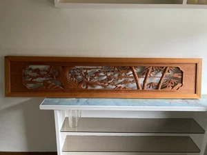 Japanisches Riegelfenster Holzschnitzerei Ranma durchbrochener Bildschirm Handarbeit - Bild 1 von 10