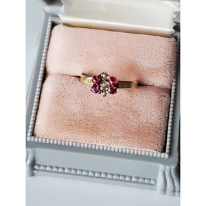 Antique Ruby and Seed Pearl 14K Solid Gold Ring - Picture 1 of 5
