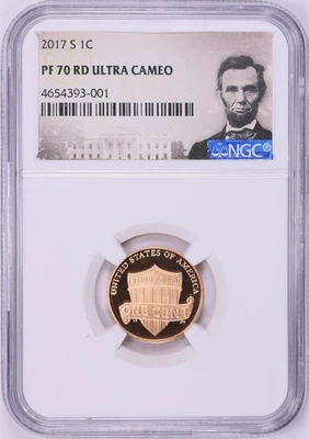 2017 S Lincoln Shield Cent Penny Proof NGC PF 70 RD UCAM - Image 1 of 2