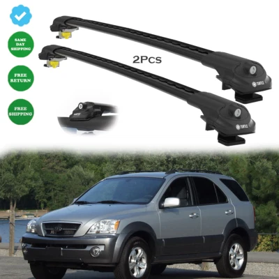 Barras transversales negras portaequipajes de techo de fácil instalación para Kia Sorento BL 2002-2009 2x Foto 1 de 4