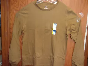 "NUEVA CAMISETA PARA HOMBRE ""GEORGE"" MARRÓN SÓLIDO ALGODÓN MANGA LARGA." - Imagen 1 de 4