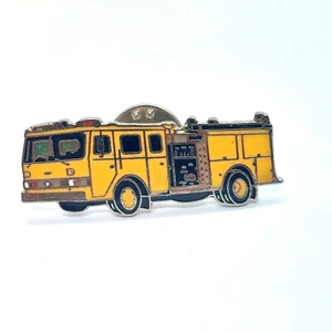 Vintage Yellow Firetruck Pin Lapel Enamel Collectible AMINCO - Picture 1 of 3