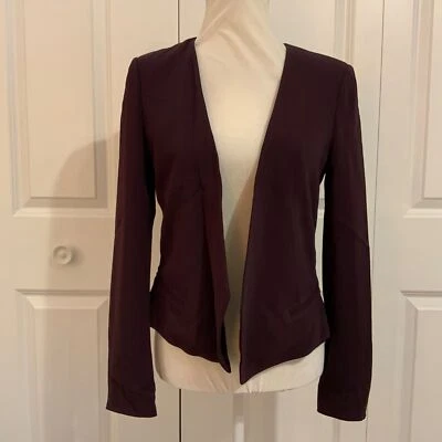Rebecca Taylor Women's Blazer Purple Open Style Collarless Shoulder Pads Size 6 - Image 1 of 4