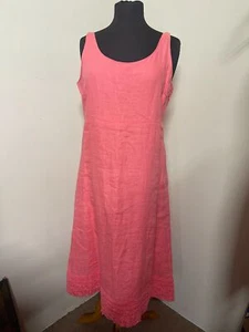 Neu mit Etikett Eileen Fisher rosa Leinen Trägerkleid mit Rüschensaum Größe S - Bild 1 von 8