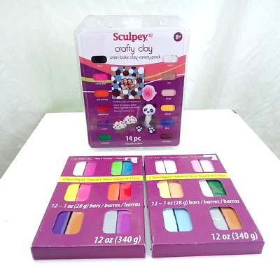 Sculpey Crafty Clay Oven Bake Lot 3 Packs 38pcs Many Colors - Image 1 of 4