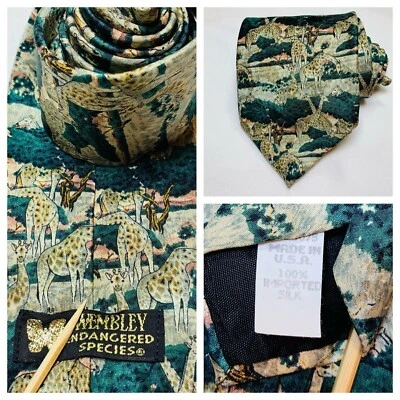 Corbata de jirafa de especies en peligro de extinción de Wembley para hombre Preppy Prepcore escuela Foto 1 de 4