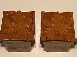 Vintage Sirocco Wood Wooden Maple Leaf Mid Century Book Ends Rare - Picture 1 of 11