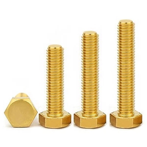 Hex Cap Fully Threaded Bolts / Screws, Brass, DIN 933 M3 M4 M5 M6 M8 M10 M12 - Picture 1 of 85