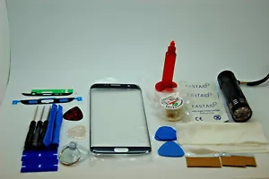 Samsung Galaxy S7 Edge Noir Kit de Réparation Verre Écran Avant, Colle, Torche - Photo 1/1