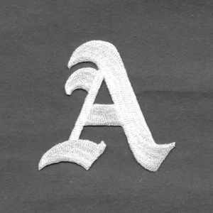 White Old English Letter A Patch 2" Embroidered Cut out Iron on Sew on - Picture 1 of 1