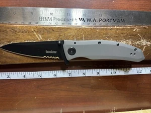 Kershaw 2200ST Grid Folding Knife Gray Black 8Cr13MoV Drop Point No Box - Picture 1 of 2
