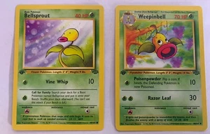Pokémon TCG Bellsprout + Weepinbell Jungle Regular 1st Edition Common - Picture 1 of 2