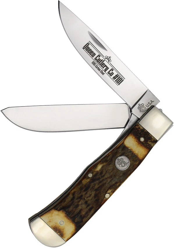 Navaja de Bolsillo Queen Jumbo Linerlock Trapper Ciervo Plegable 1095 Acero al Carbono SH206L Foto 1 de 1