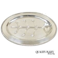 Antique English Regency Silver Plate Oval Meat Cutlery Serving Platter Tray Dish