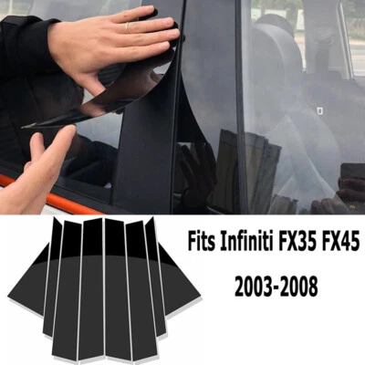 Ajuste Infiniti FX35 FX45 2003-08 07 06 negro brillante postes de pilar moldura de puerta reemplazo Foto 1 de 4