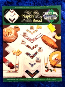 With this NAPKIN RING I thee BREAD Cross Stitch Matching Sets Great Big Graphs - Picture 1 of 3