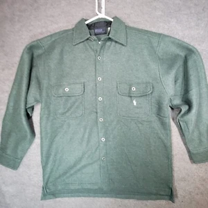 Vintage Polo Ralph Lauren Jacket Mens M  Green Long Sleeve Fleece Pockets USA - Picture 1 of 14