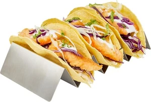 Taco Holder Tray Rack Stand Commercial Grade Stainless Steel 3 or 4 Tacos - Picture 1 of 6