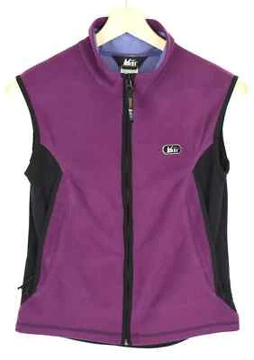 REI Waistcoat Women's MEDIUM Fleece Full Zip Pockets Purple & Black - Image 1 of 4