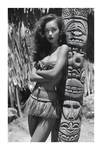 Bellissima stampa artistica a tema Tiki Hula Dancer to2 - Foto 1 di 2