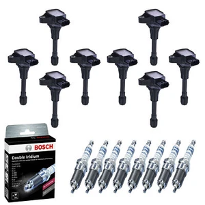 Ignition Coil & BOSCH Iridium Spark Plug Set For Nissan Infiniti UF650 UF677 - Picture 1 of 3