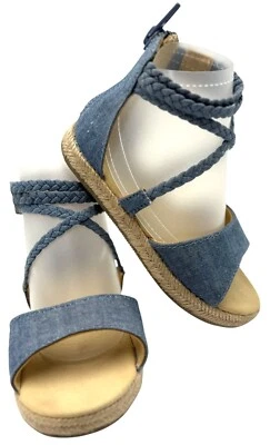 Sandalias Gymboree Niñas Pequeñas Talla 8 Azul Cambray Alpargata Zapatos Cuña Foto 1 de 4