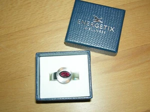 Ring Edelstahl mit rotem Stein, Gr. 18, Energetix, ungetragen - Bild 1 von 3