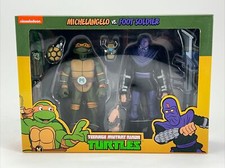 NECA TMNT Teenage Mutant Ninja Turtles MICHELANGELO Vs. FOOT SOLDIER 2 Pack