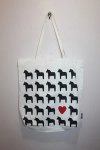 BOLSO DE TRANSPORTE IKEA HASTHAGE 100% ALGODÓN LONA CABALLOS ESTAMPADO BLANCO Y MULTICOLOR - Imagen 1 de 3