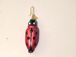 Ladybug Adorno de Navidad Vidrio 2.1/2" Rojo Brillante Manchas Negras CORTINA República Checa - Imagen 1 de 5