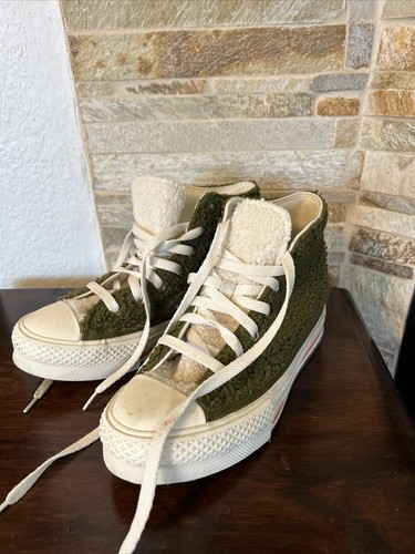 Scarpe sneakers alte Converse All Star unisex fuzzy taglia 4 US 36 EU verde