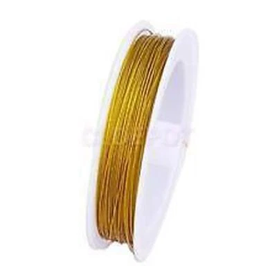 THEBEADSELECTION 50mtr Reel 0.38mm TIGER TAIL BEADING WIRE GOLD JEWELLERY CORD