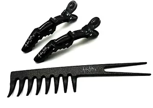 Andrew Barton Comb Professional Curved Wide Tooth & 2x Hair Sectioning Clips - Picture 1 of 11