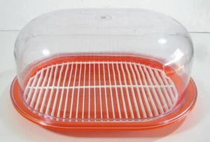 Vintage 60s-70s Decor orange/clear plastic food storer -bbq picnic - Picture 1 of 6
