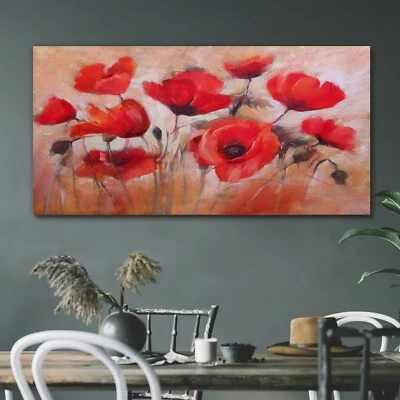 Leinwand Bild Wandbild Canvas 120x60 Gemälde Blumen Mohnblumen Kunst - Bild 1 von 4