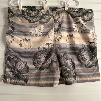 Pantalones Cortos TOMMY BAHAMA Para Hombre Marca L Bungalow Nylon Playa Natación Gris Floral Foto 1 de 4