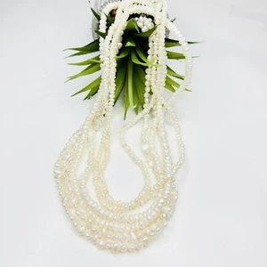 Vintage Set of 3 Genuine Creamy White Baroque Freshwater Pearl Necklaces - Picture 1 of 11