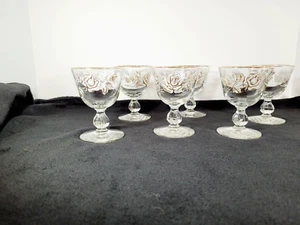 Lovely Vintage Libbey White Rose Bouquet Wine/Liqueur Glasses (6) - Picture 1 of 5