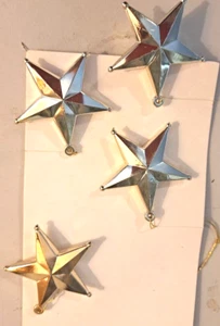 4 xgold stars with leads star size 40mm for christmas decorating with strings - Picture 1 of 1