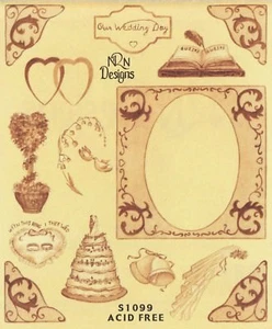 ~ Vintage Wedding Cake Hearts Frame Pillow Corners NRN Design Stickers ~ - Picture 1 of 1