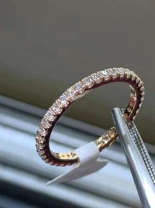 Rose silver diamond eternity Wedding band VVS1/D Lab Created Most Beautiful Ring - Picture 1 of 5