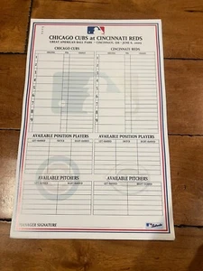 6/6/2009 UNUSED CHICAGO CUBS V CINCINNATI REDS LINEUP LINE UP CARD RARE - Picture 1 of 1