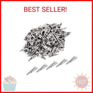 100PCS 1.06IN / 27mm Mini Metal Alligator Clips, Crocodile Clamps Silver Tone Ni - Picture 1 of 2