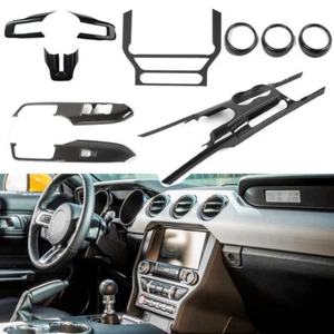 Kit de ajuste de cambio de marchas de tablero de consola central de fibra de carbono de 10 piezas para Ford Mustang 15+ - Imagen 1 de 8