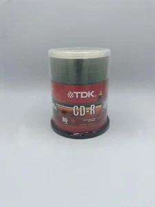 NEW TDK CD-R Spindle 100 pack 700 MB 48x 80 min Recordable FACTORY SEALED - Picture 1 of 3