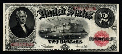 1917 $2 LARGE Size CRISP XF+ Legal Tender United States Note! - Image 1 of 2