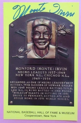 Monte Irvin Signed HOF Plaque Postcard - Beckett BAS - Image 1 of 2