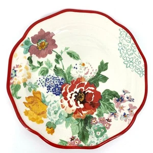Plato de campo Pioneer para mujer, borde rojo floral multicolor 8 1/2 pulgadas - Imagen 1 de 4